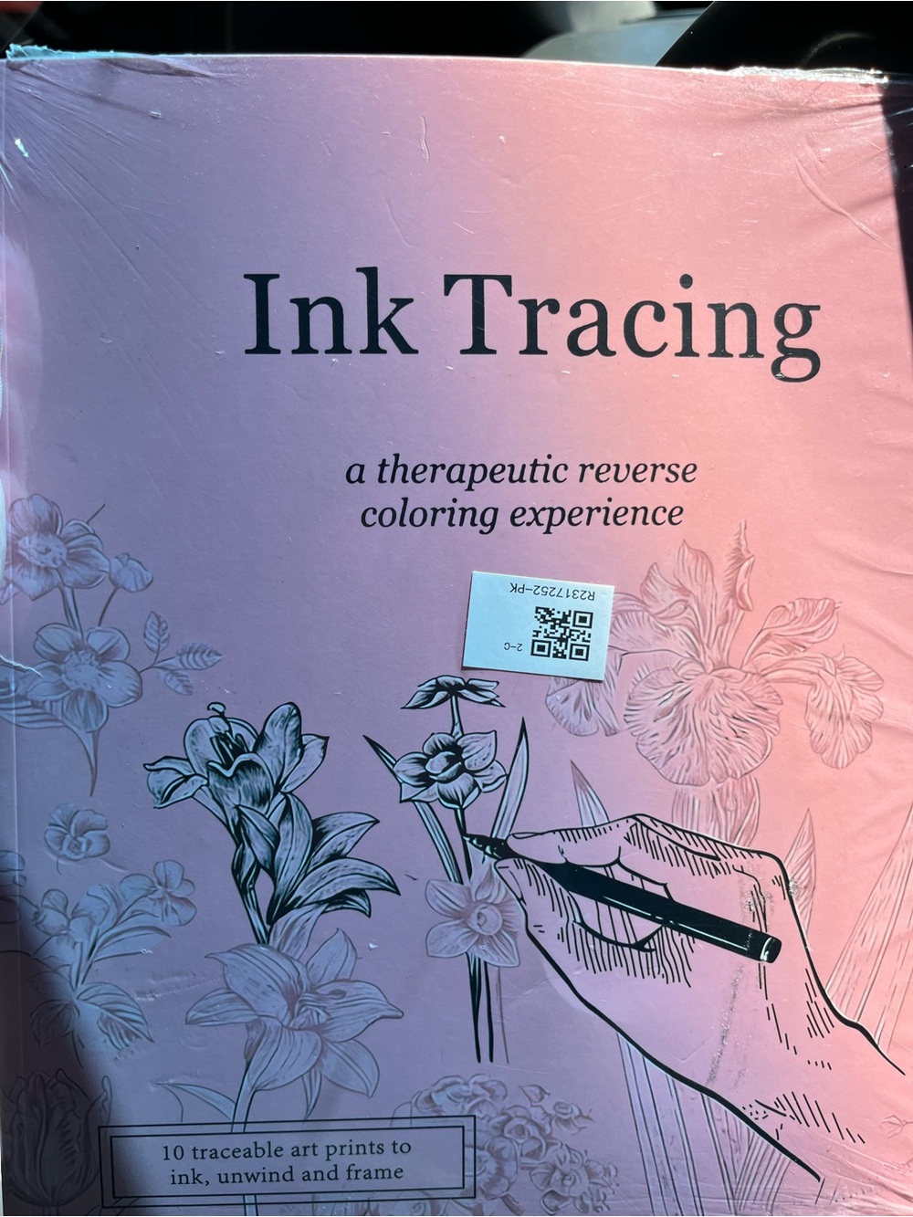 Ink Tracing Floral Reverse Coloring Book - Pink